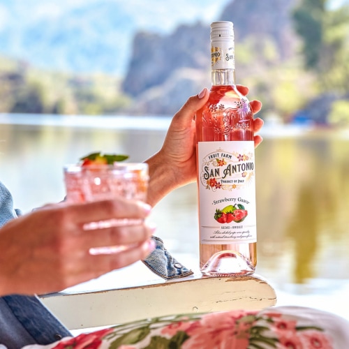 San Antonio Fruit Farm Strawberry Guava Italian Rose Wine Perspective: top