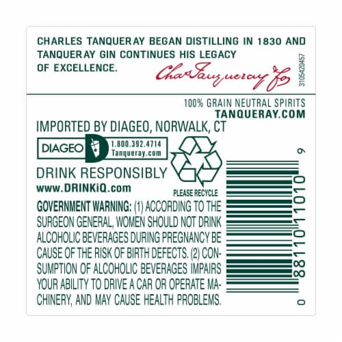 Tanqueray London Dry Gin Perspective: top