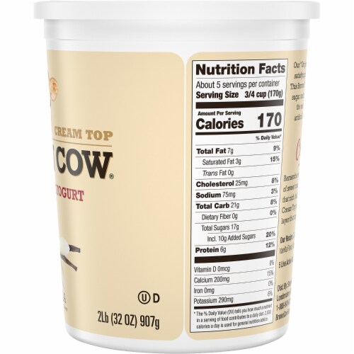 Brown Cow Cream Top Vanilla Whole Milk Yogurt Perspective: top