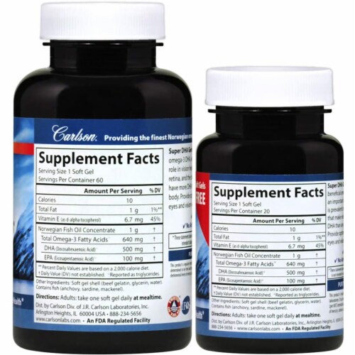 Carlson Super DHA Gems 1000mg Soft Gels Perspective: top