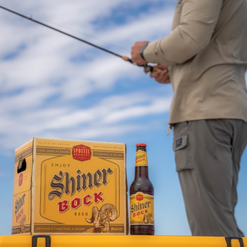 Shiner Bock Lager Beer Perspective: top