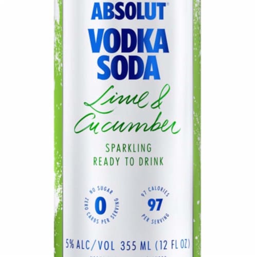 Absolut Vodka Soda Lime & Cucumber Sparkling , 4Pack355 Ml Cans Perspective: top