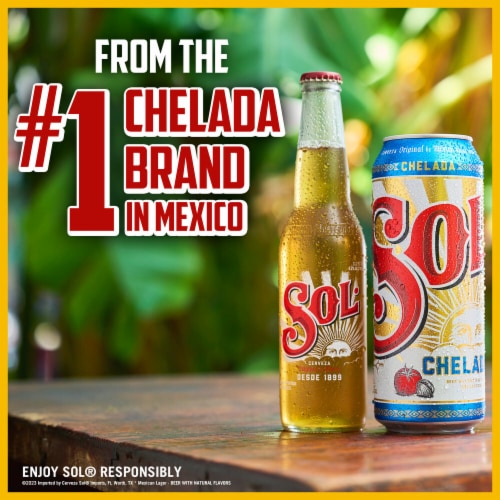 Sol Chelada Flavored Mexican Beer Single Can Perspective: top