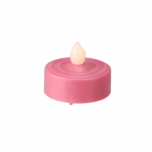 Roman Set of 4 LED Lighted Christmas Purple and Pink Tea Light Candles Perspective: top
