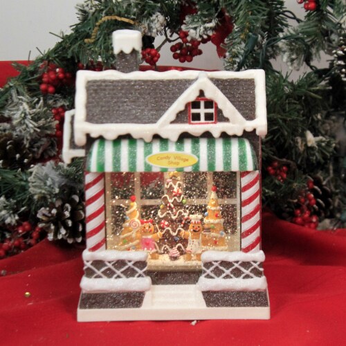 Christmas Gingerbread House Swirl LED Plastic Candy Village Shop 133338 Perspective: top
