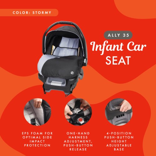 Baby Trend Ally Newborn Baby Infant Car Seat Travel System with Cover, Stormy Perspective: top