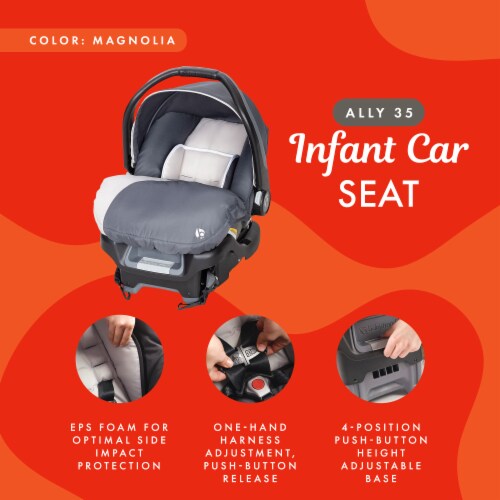 Baby Trend Ally Newborn Baby Infant Car Seat Travel System w/Cover,Gray Magnolia Perspective: top