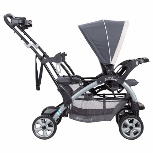 Baby Trend Sit N' Stand Easy Fold Travel Toddler/Baby Double Stroller, Magnolia Perspective: top