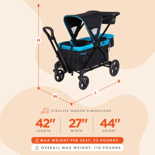 Baby Trend Expedition 2 in 1 Push or Pull Stroller Wagon Plus w/ Canopy, Blue Perspective: top