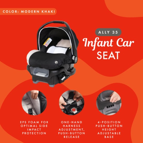 Baby Trend Ally Newborn Baby Infant Car Seat Travel System with Cover, Khaki Perspective: top