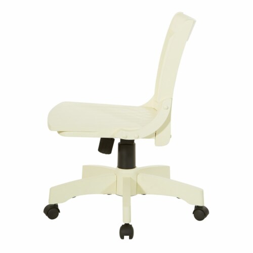 Deluxe Armless Wood Banker s Office Chair in Antique White