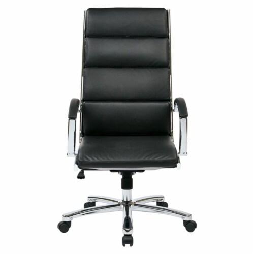 High Back Executive Black Faux Leather Chair Perspective: top