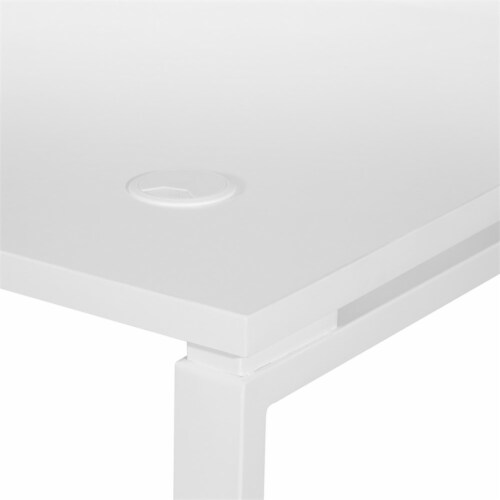 60 inch Writing Desk with White Laminate Top and White Finish