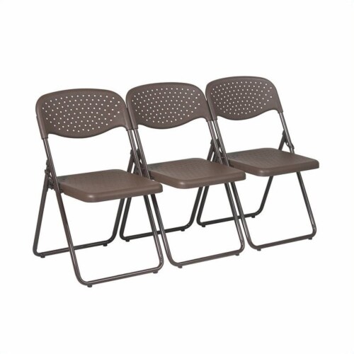 Folding Chair with Mocha Brown Plastic Seat and Back and Frame. (4 Pack