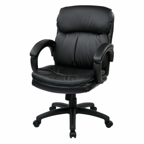 Mid Back Eco Leather Executive Office Chair in Black Perspective: top