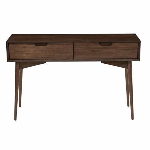 Copenhagen Console Table in Walnut Brown Finish Perspective: top