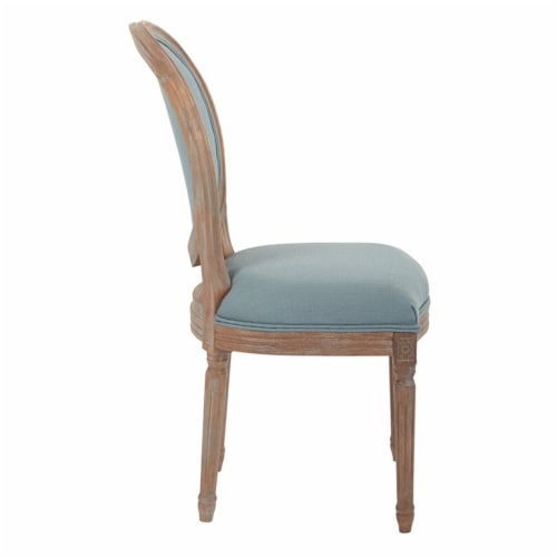 Lillian Oval Back Chair in Klein Sea Blue Fabric Brushed Frame Perspective: top