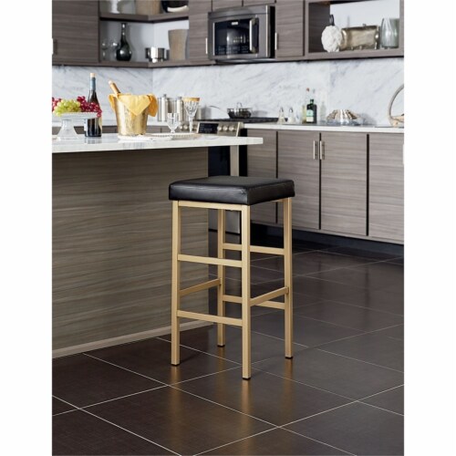 OSP Home Furnishings 30 Gold Backless Stool in Black Vinyl Perspective: top