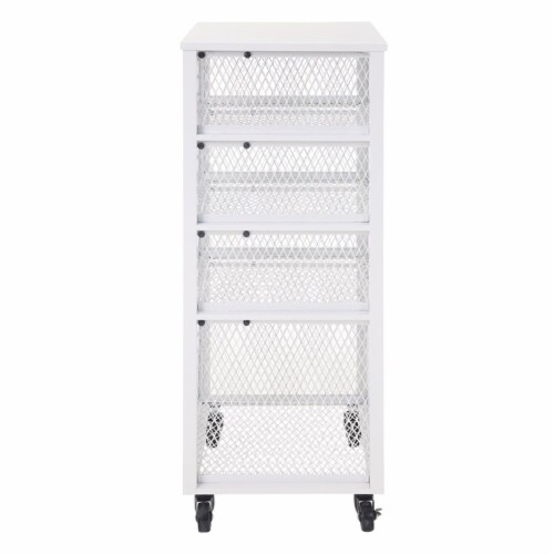 Clinton 4 Drawer Metal Rolling Cart in White Finish Perspective: top