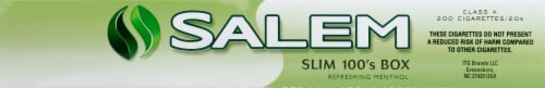 Salem Slim 100's Box Refreshing Menthol Carton Perspective: top