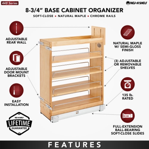 Rev-A-Shelf 448-BCSC-8C 8 Inch Base Pullout Soft Close Cabinet Storage Organizer Perspective: top