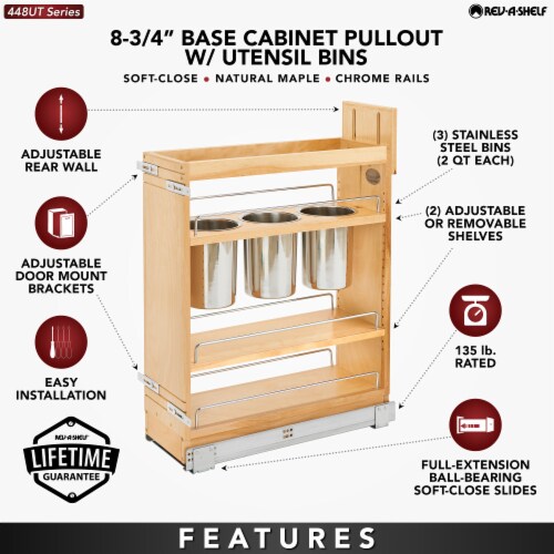 Rev-A-Shelf 8 Pull Out Kitchen Cabinet Organizer w/Utensil Holder, 448UT-BCSC8C Perspective: top