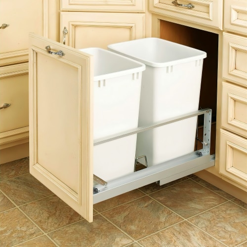 Rev-A-Shelf Double Pull Out Kitchen Cabinet 35 Qt Trash Can, 5349-18DM-2 Perspective: top