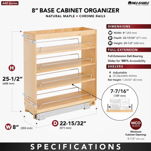 Rev-A-Shelf 8 Pull Out Base Cabinet Organizer with Adjustable