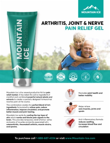 Mountain Ice Arthritis, Joint & Nerve Pain Relief Gel With Natural Ingredients, Tube Perspective: top