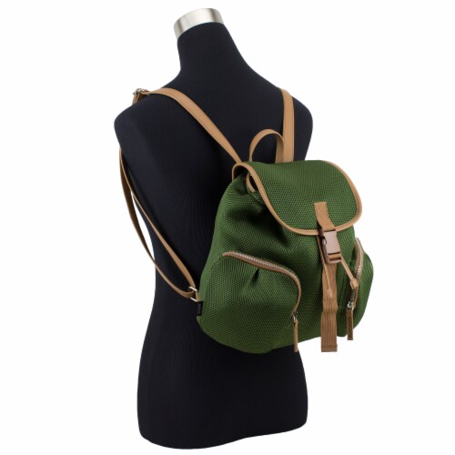 Bodhi Drawstring Flap Backpack - Army Green Perspective: top