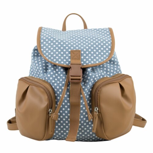 Bodhi Drawstring Flap Backpack - Polka Dots Perspective: top