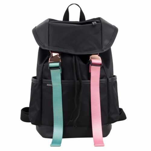 Bodhi Stella Nylon Fashion Drawstring Backpack - Black Perspective: top