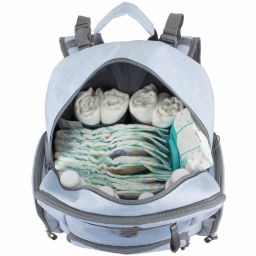 Bodhi Baby Bond Street Diaper Backpack - Light Blue Chambray Perspective: top