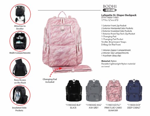 Bodhi Baby Lafayette Street Diaper Backpack - Black Perspective: top