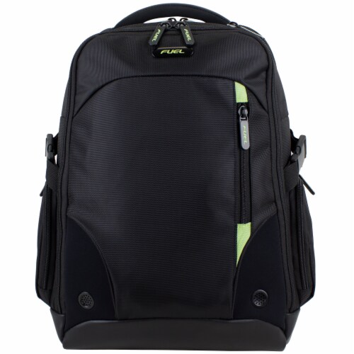 Fuel Sentry TSA Friendly Tech Backpack - Black with Celery Trim Perspective: top