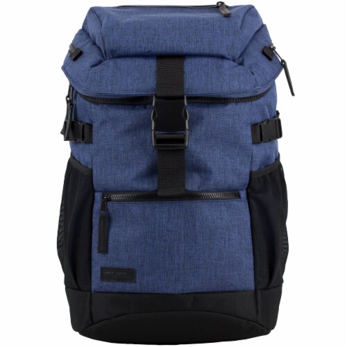 Fuel Barrier Top-Loading Backpack w/ Insulated Zip-Cooler Flap Pocket - Blue Perspective: top