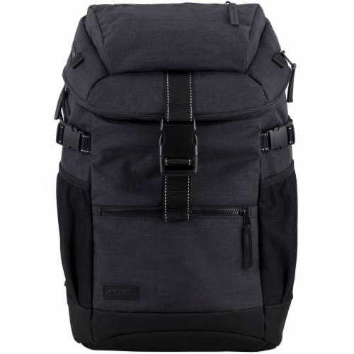 Fuel Barrier Top-Loading Backpack w/ Insulated Zip-Cooler Flap Pocket - Black Perspective: top