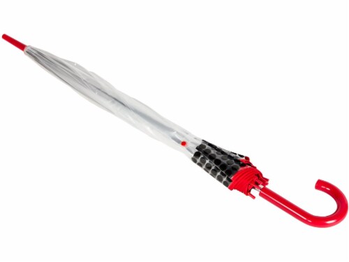 ShedRain Automatic Open Bubble Umbrella - Yippee Red Perspective: top
