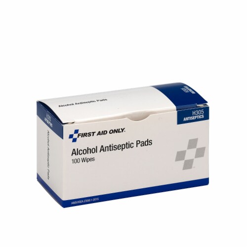 First Aid Only™ Alcohol Cleansing Pads, Dispenser Box, 100/box H305 Perspective: top