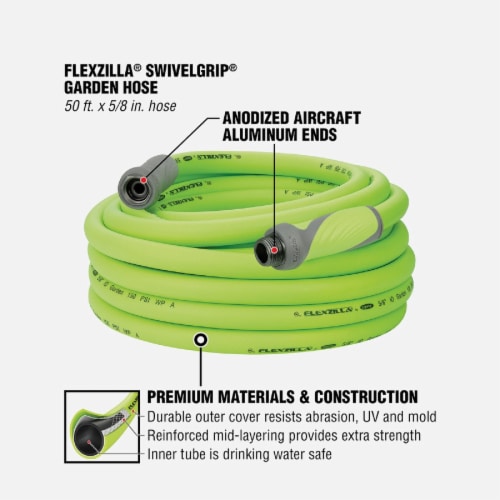 Flexzilla Heavy-Duty Swivel Grip Garden Hose - Green Perspective: top