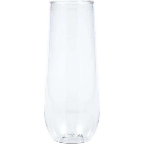 Sensations® Clear Plastic Stemless Champagne Flutes Perspective: top
