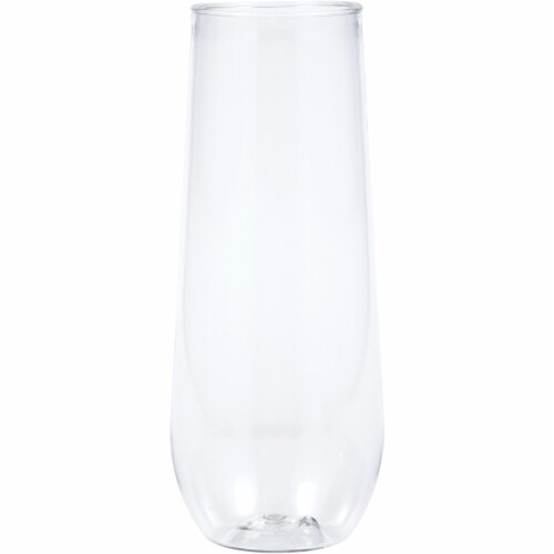 Sensations® Clear Plastic Stemless Champagne Flutes Perspective: top