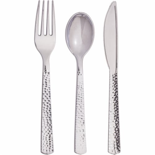 Sensations Assorted Plastic Cutlery - Silver Perspective: top