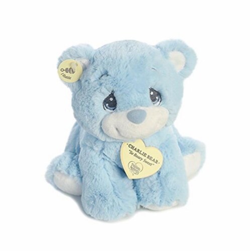 Aurora World Precious Moments Charlie Bear With Rattle So Beary Sweet Plush, Blue, 8.5" Perspective: top
