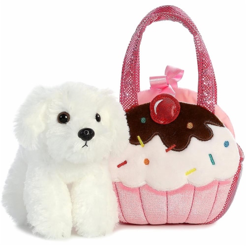 Aurora World Fancy Pals Pet Carrier Sweets Cupcake & Puppy Plush Perspective: top