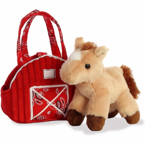 Aurora 7" Red Barn Pet Carrier Plush Toy,  Fancy Pals Horse Perspective: top