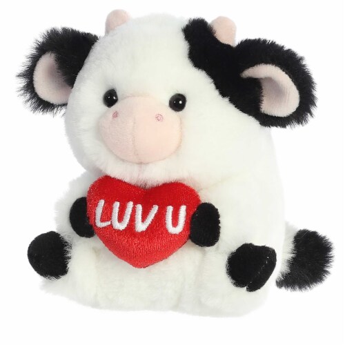 Aurora Mini White Rolly Pet 5 inch Luv U Cow Lovely Stuffed Animal, One ...