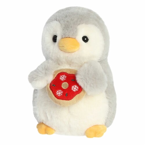 Aurora Small Gray PomPom Penguin 8inches Holiday Donut Festive Stuffed ...