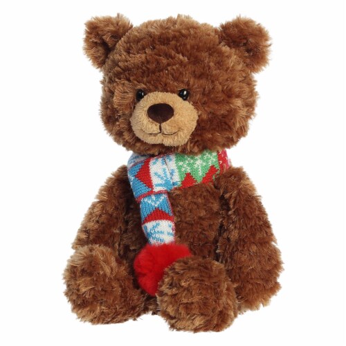 Aurora Large Brown Holiday Bundled Bear 14 inch Sven Festive Stuffed ...