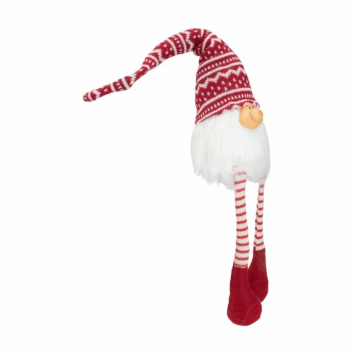 Northlight 29  Red and White Smiling Gnome Christmas Decoration Perspective: top